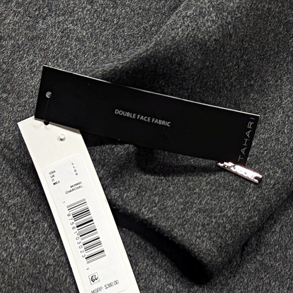 Tahari Women's Faux-Leather-Trim Removable Belted Wrap Coat Size L (MSRP $380) - Picture 6 of 6